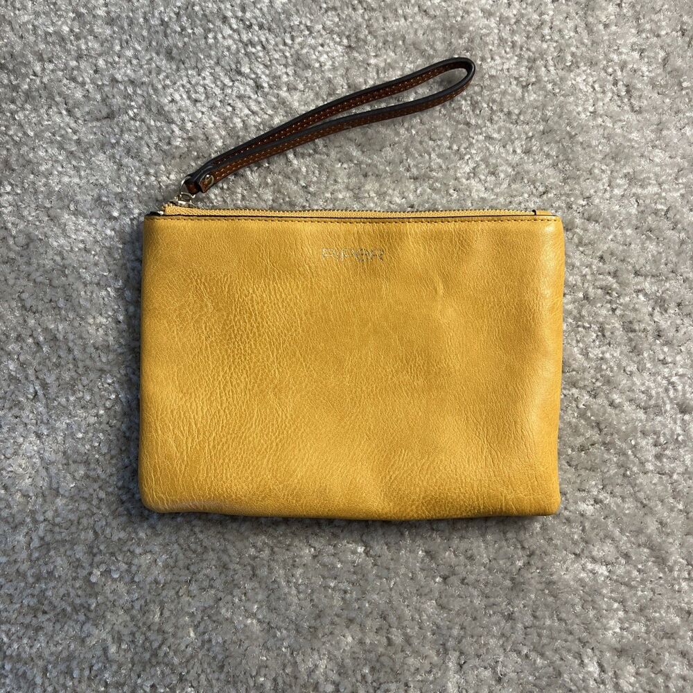 Piper Clutch Yellow Leather Wristlet